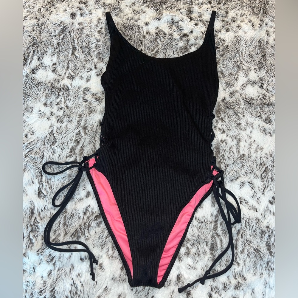 black victoria secret one piece bathing suit size small